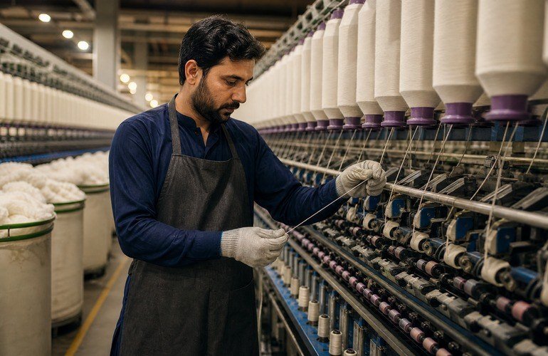Pakistani textile production professional at work